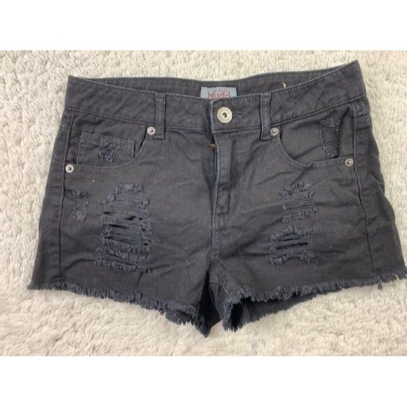 Mudd Size 7 Womens Shorts Cut Off Black Distressed Mid Rise Cotton - Picture 1 of 3